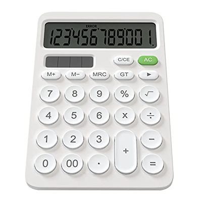 GUYUCOM Calcolatrice da tavolo per ufficio a 12 Cifre,Calcolatrice Tascabile con LCD Schermo e Pulsante Sensibile, Calcolatrice da tavolo in Due Energie(Solare+Batteria)
