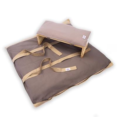 Set da meditazione zabuton con panca seiza ecologico artigianale (Naturale scuro)
