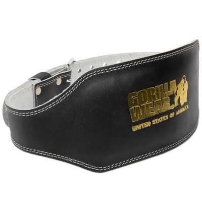 Gorilla Wear 6 Inch Padded Leather Lifting Belt - Black/Gold - S/M