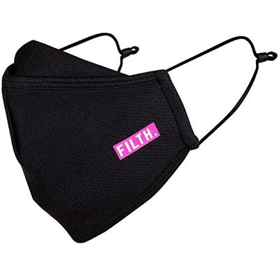 Muc-Off Filth Black Face Mask, Small - Reusable Face Mask with Filter, Washable Face Covering - Adjustable Cotton Mask for Men and Women