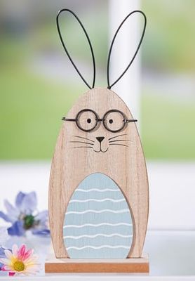 Pack of 12 Stand relief, Bunny, striped, MDF, natural colors, PU 12, L. 5 cm, W. 9 cm, H. 23 cm