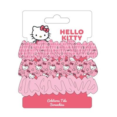 Hello kitty Hair Scrunchies – 3-Pieces hair elastic tie for Kids, Girls & Women | No Breakage, Frizz Prevention & Cozy Hold for Ponytail | Perfect Hair Accessories for All Hair