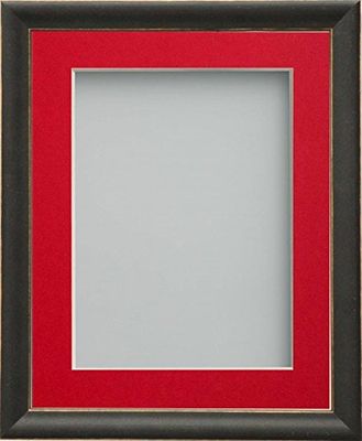 Frame Company Darcy Black Picture Photo Frames with Red Mount, 20x16 for 15x10 *Choice of Colours* Fitted with Real Glass
