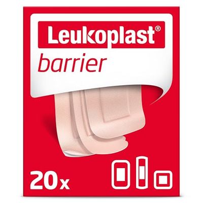 Leukoplast Barrier Wound Dressing - Waterproof Breathable First Aid Plasters for Cuts & Blisters on Fingers, Toes, Heels - 20 PCs, Tan