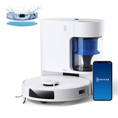 ECOVACS DEEBOT N20 Plus Robot - Aspirapolvere con Stazione, 8000 Pa, Pulizia Senza Sforzo per 45 Giorni, Spazzola Antigroviglio, Durata 300 min, Arrampicata da 20 mm