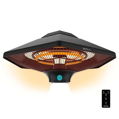 Cecotec Elektrische Buitenplafondkachel ReadyWarm 2000 Power Ceiling. 2000 W in 3 Niveaus, Halogeentechnologie, IP34-bescherming, Afstandsbediening, Dekking Gebied 10 m