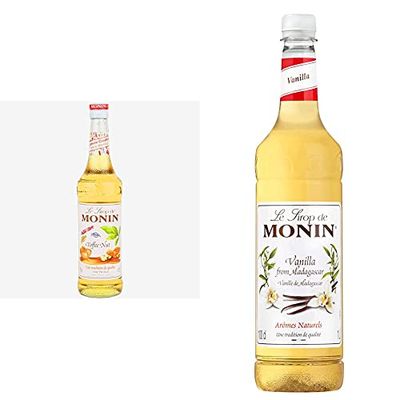 MONIN Premium Toffee Nut Syrup 700 ml & Premium Vanilla Syrup 1L