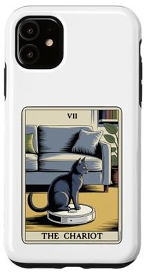 The Chariot Tarot Card Cat Robot Vacuum Cleaner Cat Case for iPhone 11
