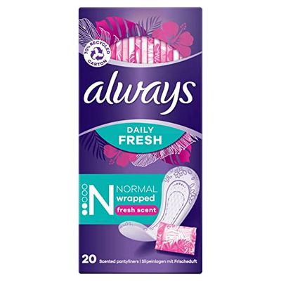 Always Dailies 20 serviettes hygiéniques Simples Fraîches À emballage individuel