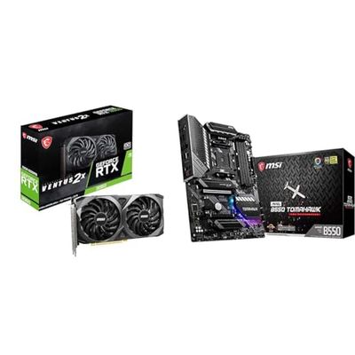 MSI GeForce RTX 3060 VENTUS 2X 12G OC Gaming Graphics Card - 12GB GDDR6 & MAG B550 TOMAHAWK Motherboard ATX - Supports AMD Ryzen 3rd Gen Processors