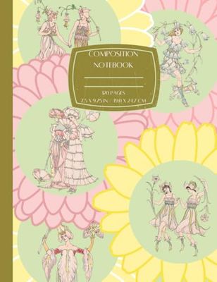 Flower Women Cottagecore Vintage Style Composition Book: 120 Cream Paper Pages, College Ruled
