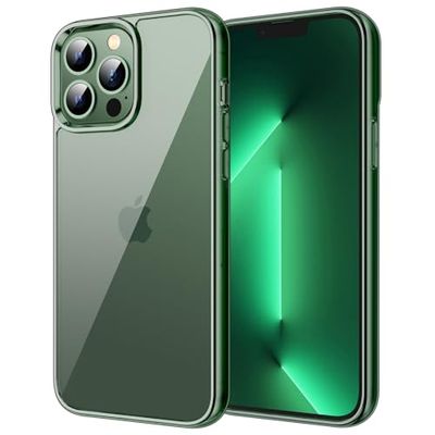 JETech Hoesje Compatibel met iPhone 13 Pro 6,1-Inch, Anti-Vergeling Schokbestendige Transparante Bumper Case, Antikras Doorzichtige Achterkant (Alpengroen)