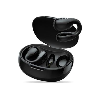 DCU TECNOLOGIC - Cuffie Bluetooth 5.3 CLIP BUDS - Wireless - Connessione multipunto - Tempo di utilizzo continuo 7H (ricarica singola) più di 30h con la scatola di ricarica. Colore nero