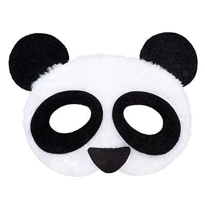Boland 56721 - Masque panda avec peluche, masque facial, masque animal pour JGA, fête à thème et carnaval, accessoire pour costume de carnaval, costume d'animal, Blanc., taille unique