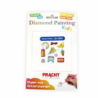 Pracht Creatives Hobby 6035-25191 Diamond Painting Sticker Set, Sportmotief, knutselset voor het ontwerpen van stickers met glittersteentjes, voor kinderen vanaf 5 jaar