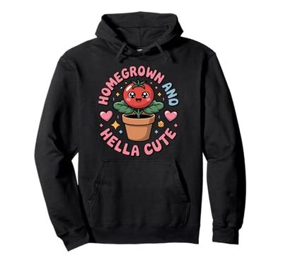 Pianta di pomodoro Kawaii coltivata in casa e Hella in vaso Felpa con Cappuccio