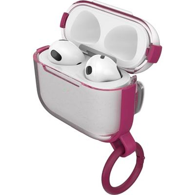 OtterBox Funda Headphone para AirPods 3rd Gen, Compatible con MagSafe y Carga inalámbrica, protección 360° contra caídas, Funda Transparente para Apple Airpods, Ajuste Seguro. Transparente/Rosa
