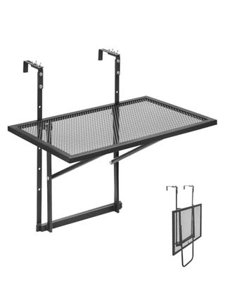 VEVOR Balkonhangtafel, 19 x 24 inch metalen vouwtafel, balkonbar voor balustrades, 5 niveaus verstelbaar, geschikt voor reling van 1 inch tot 4,7 inch, geschikt voor terras en terras