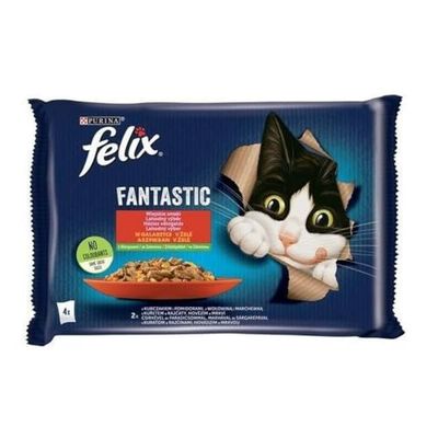 Purina Comida para Gato Felix Fantastic Pollo Ternera Zanahoria Tomate 340 g
