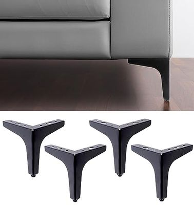 IPEA 4x META Matt Black Furniture and Sofa Feet - Set of 4 Iron Legs - Elegant Design Black Feet for Armchairs and Cabinets - Height 130mm