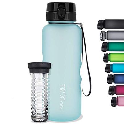 720°DGREE Water Bottle 1.5 Liter "uberBottle" +Fruit-Infuser, softTouch - Waterfles BPA-Free, Lekvrij, Herbruikbaar - Grote XL Drinkfles, Sportfles voor Gym, Fitness-Studio, Camping, Outdoor, Travel