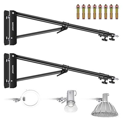 Neewer 2pz Braccio Asta di Supporto Triangolare per Montaggio a Parete di Strobi Monoluci Softbox Ombrelli Riflettori ECC, Flessibile Rotazione a 180°, Lunghezza Massima di 180cm (Nero)