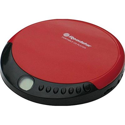 Roadstar PCD-435NCD/RD Discman Leitor de CD, CDA, CD-R, CD-RW, portátil com auriculares incluídos, sem fios, ecrã LCD, pilhas, vermelho