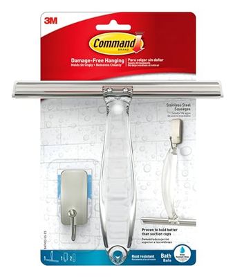 Command Baddouche Kleine waterbestendige lijm, satijn nikkel, 0,5 kg capaciteit, 1 rakel, 1 haak, 2 strips, BATH32-SS-ES Caddy, 0