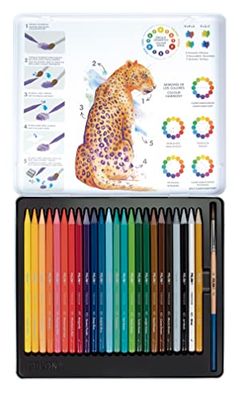 Milan® Metal Box 24 Coloured Pencils 100% Watercolor Lead All Color + 1 Brush