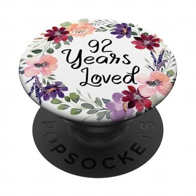 92 Years Loved Floral 92th Birthday Women 92 Years Loved PopSockets PopGrip Adesivo