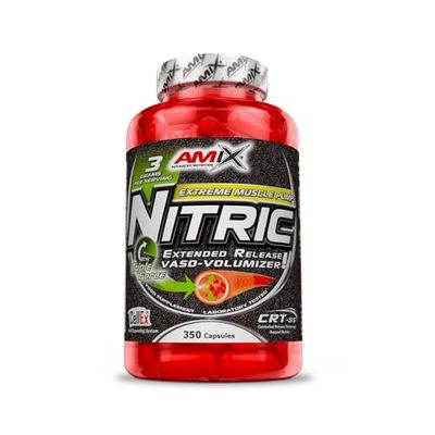 Amix - Nitric - Suplemento Alimenticio - Contiene Óxido Nitrico - Mejora la Fuerza - Favorece la Congestión - Nutrición Deportiva - Contiene 350 Cápsulas