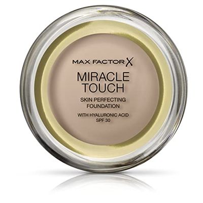 Max Factor Fondotinta Miracle Touch, formula nuova e migliorata, SPF 30 e acido ialuronico, 55 beige fard