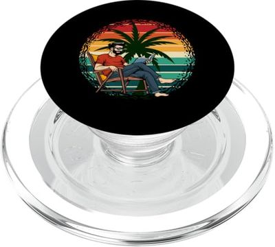 Palma, playa, océano, frío y sol PopSockets PopGrip para MagSafe