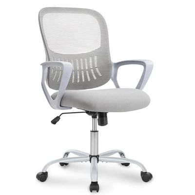 DUMOS Silla de Oficina ergonómica, Silla de Escritorio con Soporte Lumbar, Silla giratoria con reposabrazos, Silla de Ordenador, Silla de Oficina Regulable en Altura, sillas de Oficina, Adecuada para