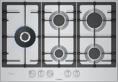 Bosch - Placa de Gas, Serie 6, 75 cm de ancho, 5 Zonas de Cocción, FlameSelect, GasStop, blanco, PCS7A5I90