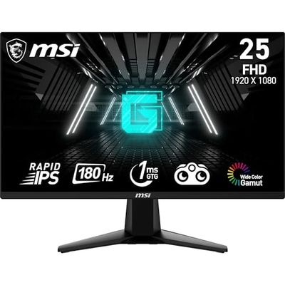 MSI G255F Monitor Gaming 24,5", 180 Hz, 1ms, Rapid IPS, FHD (1920x1080), Adaptive Sync, Night Vision, Anti-flickr, Less Blue light - Display Port (1.2a)/HDMI™ (2.0b)