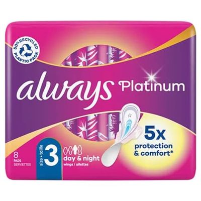 Always Noite de platina (tamanho 3) asas sanitárias 60 g