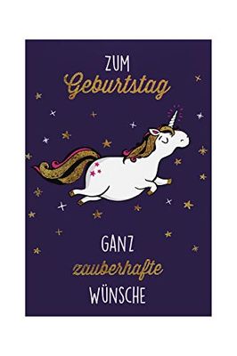 bsb - Birthday Card 11.5 x 17.0 cm - High-Quality Birthday Card with Envelope - Beautiful Birthday Cards for Children/Women and Men - Greeting Card with Unicorn