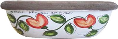FIORIERA PER PIANTE E FIORI IN CERAMICA ARTISTICA DIPINTA A MANO; LUNGHEZZA CM. 25; ALTEZZA CM.10; PROFONDITA’ CM. 13.