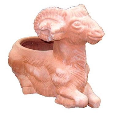 VASO CAPRETTO IN TERRACOTTA GALESTRO, FATTO A MANO; LUNGHEZZA CM. 40, ALTEZZA CM. 31, LARGHEZZA CM. 25 CAPRETTA PASQUALE IN COTTO NATURALE MADE IN ITALY