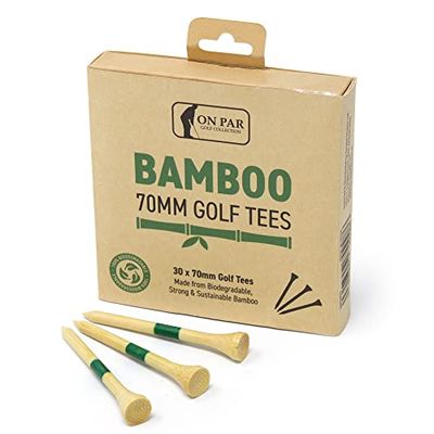 On Par Professional Bamboo Golf Tees 70mm, Forte, Durevole, sostenibile e biodegradabile Unisex-Adulto, 70 mm