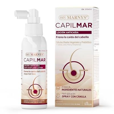 Capilmar Lotion Anti-chute MARNYS - Frise La Chute Des Cheveux et Donne De La fermeté - Pas De Résidu Gras, Avec Cellules Souches Végétales, Prébiotique Sabal, Zinc PCA et Vitamines - Lotion en Spray