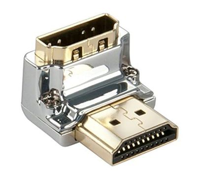 LINDY CROMO HDMI macho para HDMI fêmea adaptador de ângulo reto de 90 graus - abaixo