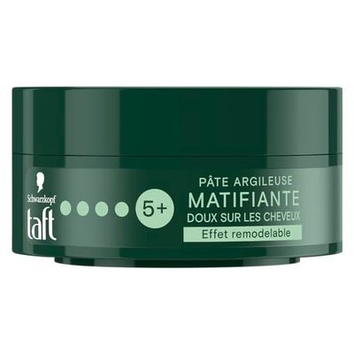 Schwarzkopf - Taft - Pâte Argileuse Cheveux Matifiante - Fixation Forte - Longue Durée - Tenue 24h - Coiffant Cheveux - Contenant de 75 ml