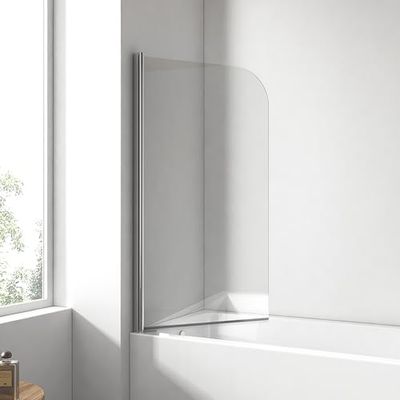 EMKE Pannello doccia per vasca da bagno, 90 x 140 cm, pieghevole, per vasca da bagno, doccia da 6 mm, in vetro di sicurezza