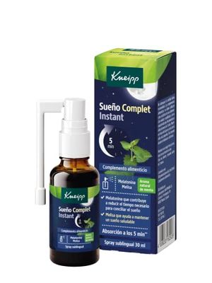 Kneipp Sueño Complet Instant, Spray Sublingual de absorción rápida con 1.85mg de Melatonina y Melisa, para Conciliar y Regular el Sueño, 1x30ml