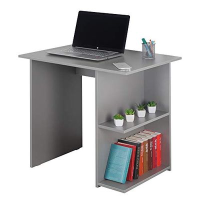 RICOO Bureau klein met opbergruimte 82 x 76 x 60 cm WM089-PL Computer tafel Kantoortafel grijs