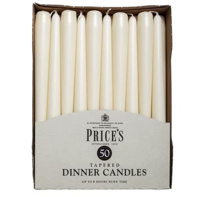 Price's Candles Price's velas cônicas para jantar, cera, branco, 50