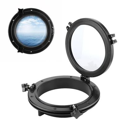 GAESHOW 10 inch patrijspoort marine rond zwart portlight stalliniet raam universeel voor boot jacht vervanging boot accessoires (10 inch)