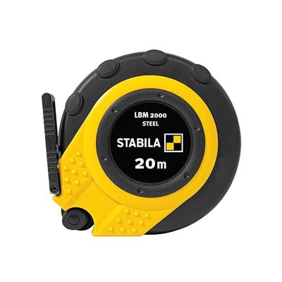 STABILA Mètre-ruban à boîtier LBM 2000 STEEL, 20 m, ruban en acier, échelle métrique et revêtement NYLON-WRAP, crochet universel, boîtier incassable, précision MID